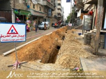 مشروع تأهيل شبكات المياه والصرف الصحي في مناطق متفرقة في مدينة غزة 2018